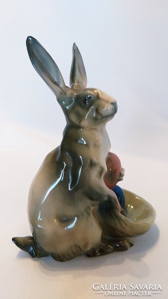 Mpm Pécs hand-painted Easter rabbit with colorful eggs