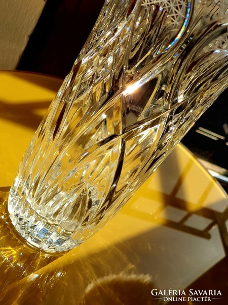 Large polished lead crystal vase.