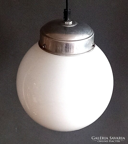 Bauhaus ceiling sphere lamp with milk glass shade, negotiable design