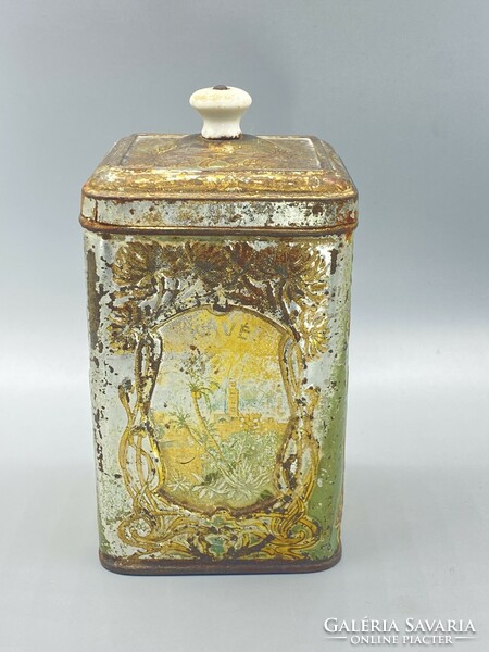 Rare art nouveau metal box with coffee inscription c.1910