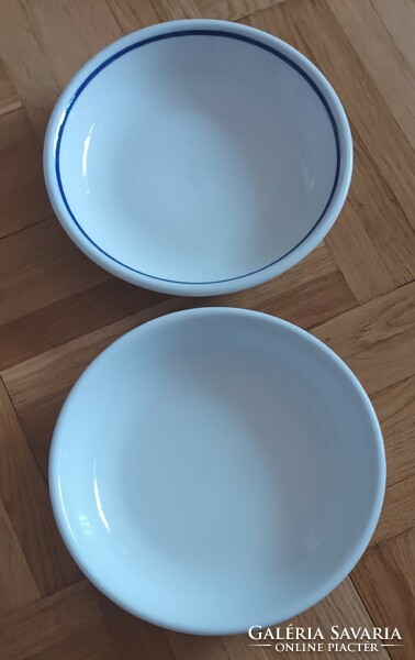 Zsolnay kék csíkos és fehér főzelékes tányér