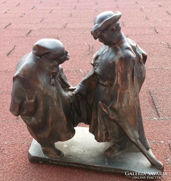 Zsigmond Strobl Kisfaludy (1884-1975) marked_ bronze statue after shepherd János _ farewell party