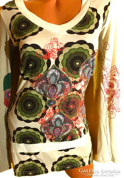 2 pcs! Desigual green mandala tunic top blouse and a similar style cotton top 2 pieces in one m