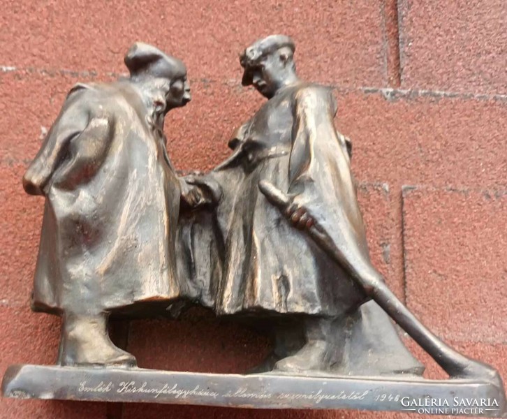 KISFALUDY STROBL ZSIGMOND (1884-1975)  jelzéssel_  Pásztor János nyomán bronz szobor _ Búcsúzkodók