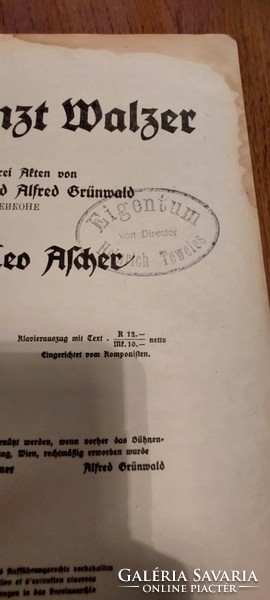 Leo Asher Hoheit dances waltz w. Karczag Vienna 1911.Teweles heinrich director owner stamp sheet music