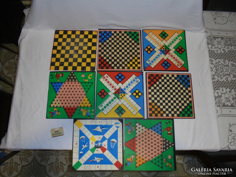 Eight pieces of old board game board, board - together