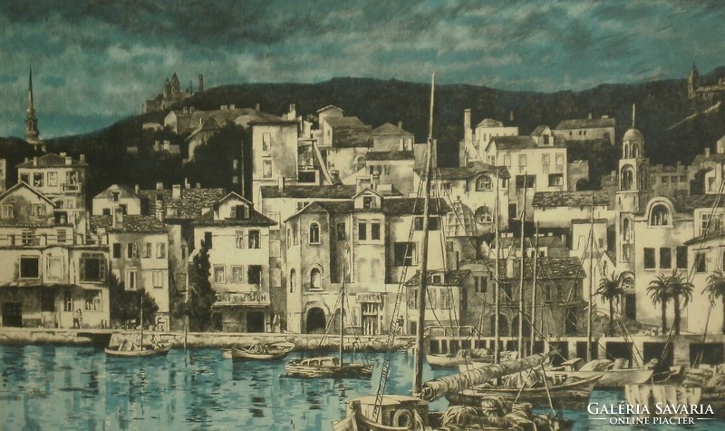 Görög Rezső (1930-2014) : Este / Kikötő (nagy méret!)
