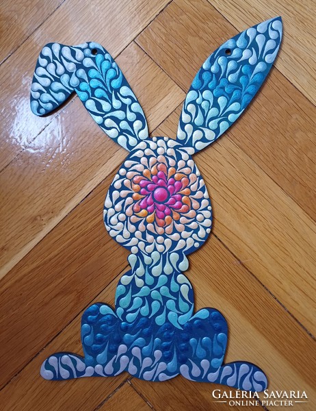 Chakra colors rabbit door knocker, hand painted, 30x19cm