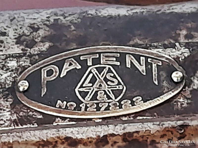 Extrém ritka antik L & S Patent No. 127222 gázos vasaló