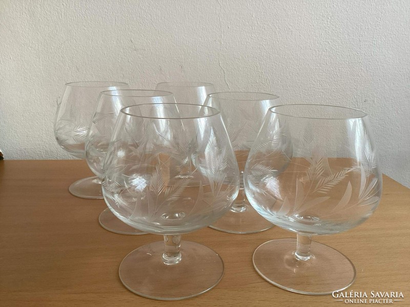 6 Polished large cognac glasses