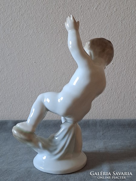 Almost free! Flawless, first class, Herend peeing boy / putto porcelain figurine