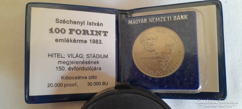 100 Ft alpakka emlékérme Széchenyi István MNB 1983