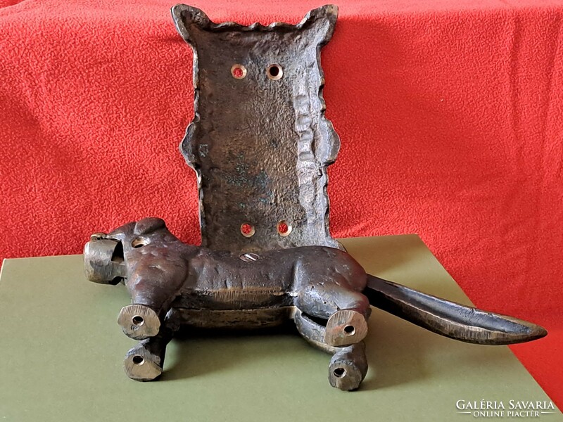 RITKA! Nagy méretű, antik, kutya alakú bronz / réz diótörő