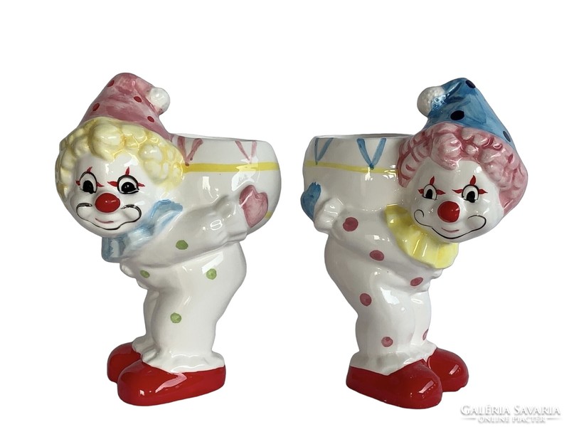 Ceramic clown pencil holders, '80s, German, can be given as a gift in its own box