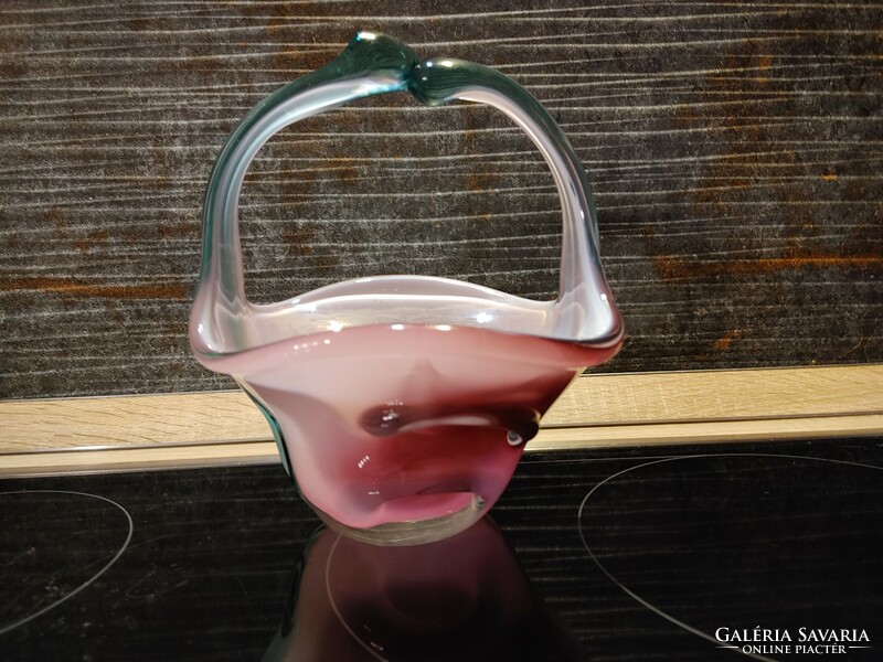 Csodaszép muránói színes üveg kosár