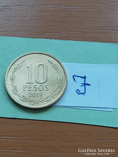 Chile 10 pesos 2019 nickel-brass, bernardo o'higgins, #j
