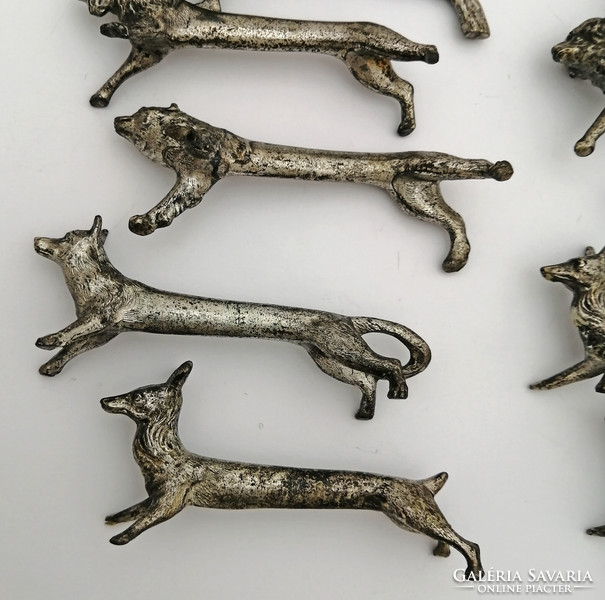 Old metal knife holders, bucks - 10 pcs - animal figures - bear, squirrel, boar, ram, cat...