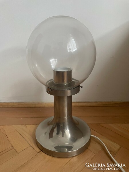 Narva chrome table lamp clear glass - vintage retro bauhaus design mid century