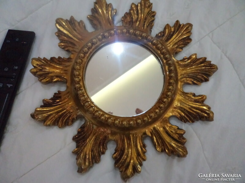 Beautiful sun mirror - richly (sheet) gilded 23.5 cm