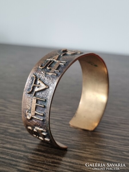 Industrial art vintage bronze bracelet - jewelry decorated with modern style, stylized motifs