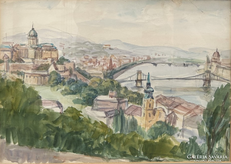 View of Budapest by Zoltán Vida (1926).