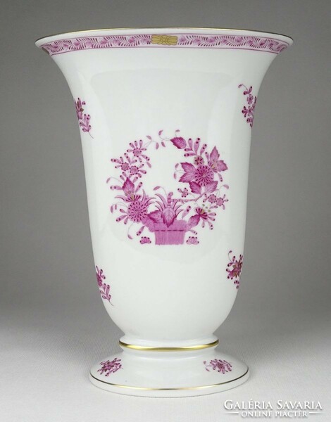 1Q671 Lila indiai kosár mintás Herendi porcelán váza 22.5 cm