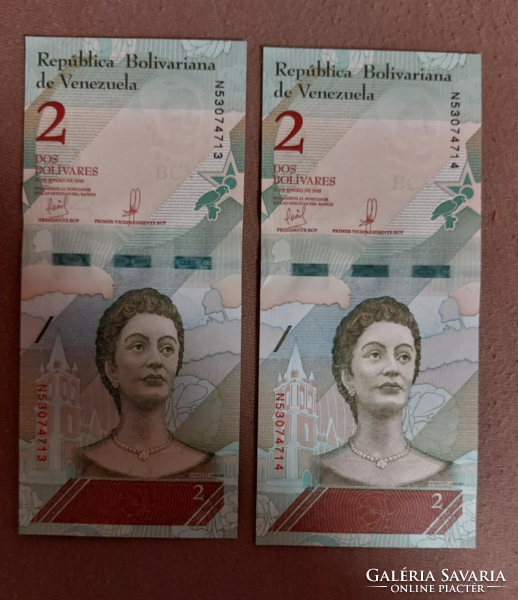 2 Bolívares UNC sorszámkövető páros!