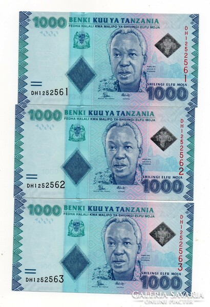 Tanzania 1000 schillings 2017 number tracking 3 pcs