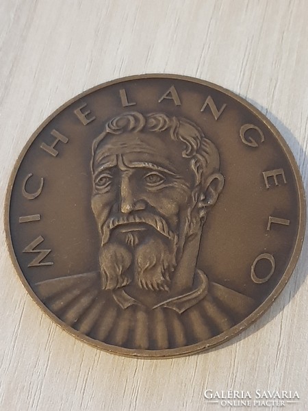 Michelangelo small blacksmith Gyula double-sided bronze plaque, coin 6 cm