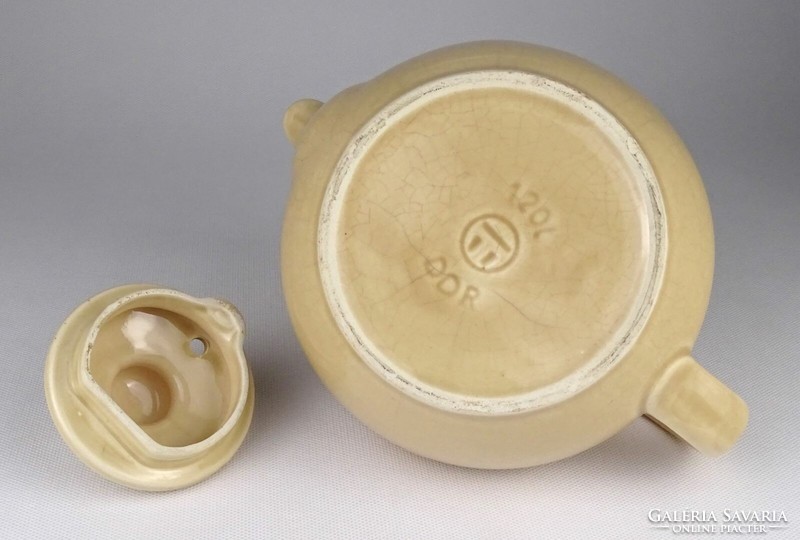 1Q613 Régi vajszínű mázas német kerámia teáskanna
