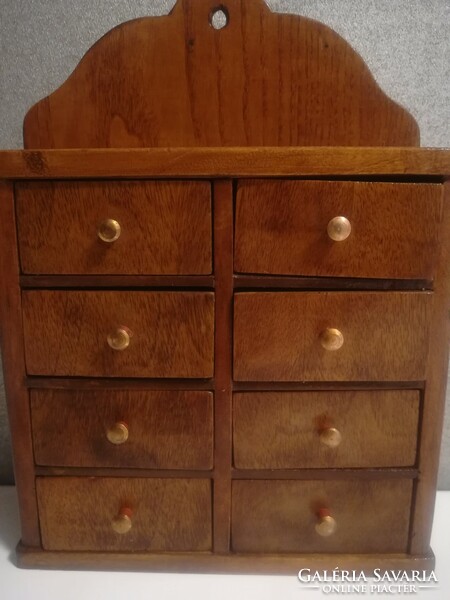 Vintage, 8-drawer, spice/pharmacy chest of drawers, cupboard, with copper buttons.