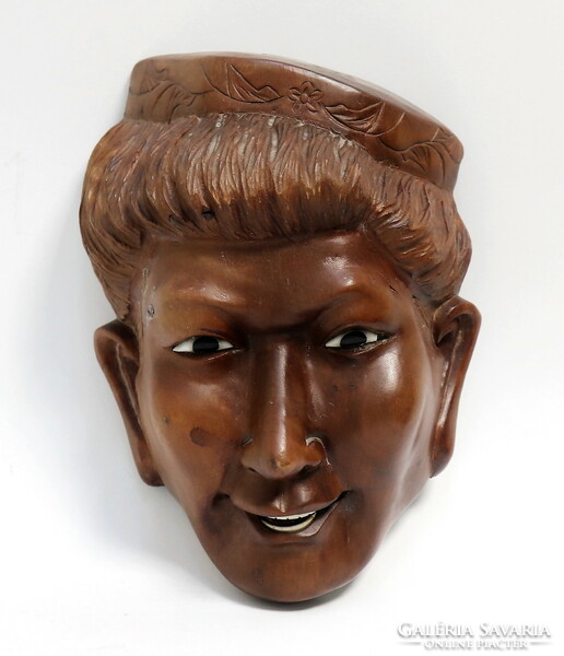 Boy, wooden statue with glass eyes