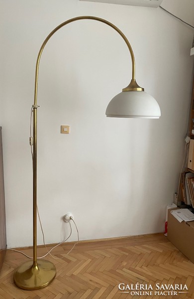 Réz állólámpa üveg búra - lámpa design vintage mid century