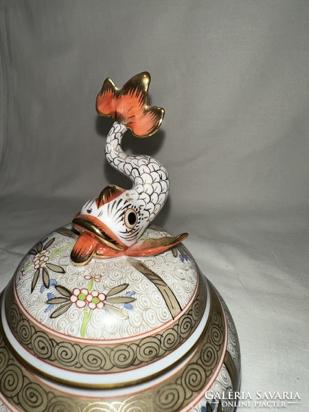Herend support with oriental pattern dolphins
