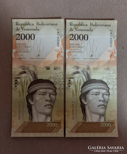2000 Bolívares unc tracking pair!