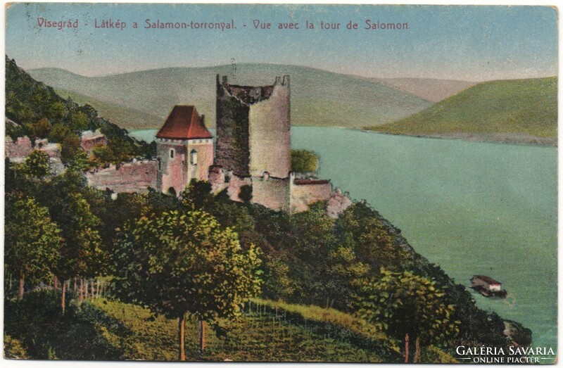 C - 279 printed postcard Visegrád - view of the Salamon tower 1937 (photo by Divaldy)