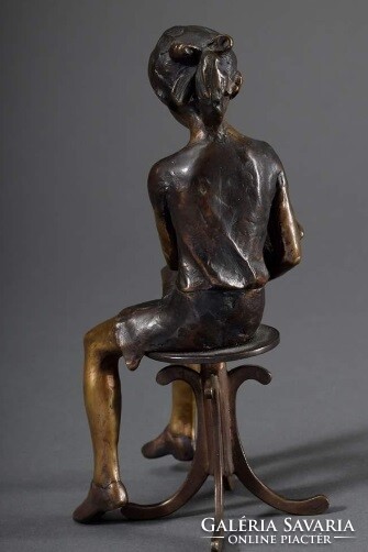 László Kutas - reader (girl with book). 17X9x9 cm bronze