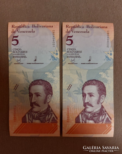 5 Bolívares unc number tracking pairs!