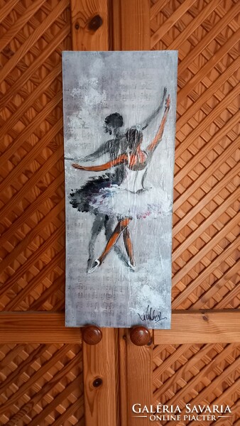 "Balerina"festmény farostlemezen 20x 50 cm-es