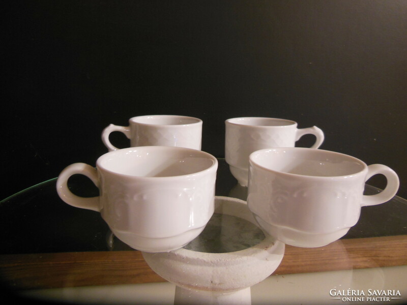 Cup - 4 pcs - 1 dl - marked - snow white - porcelain - German - perfect