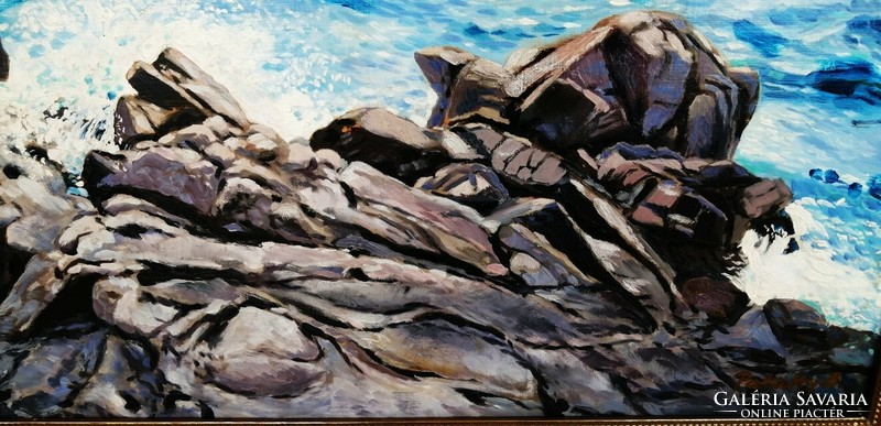 The work of a Hungarian painter. Pataky béla, rocky beach