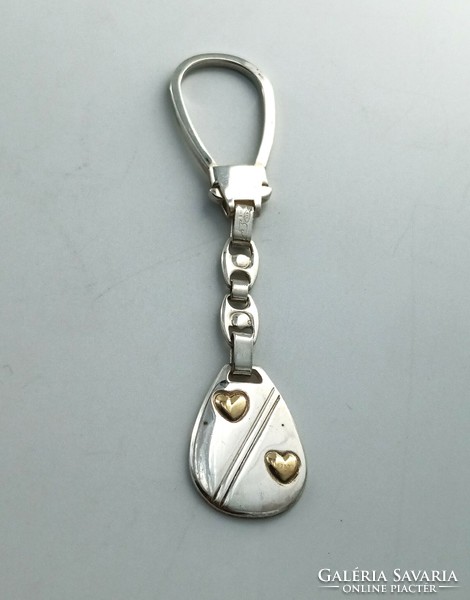 Silver keyring with gold in 925 silver