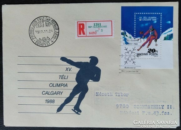 FF3887 / 1987 Téli Olimpia blokk FDC-n futott