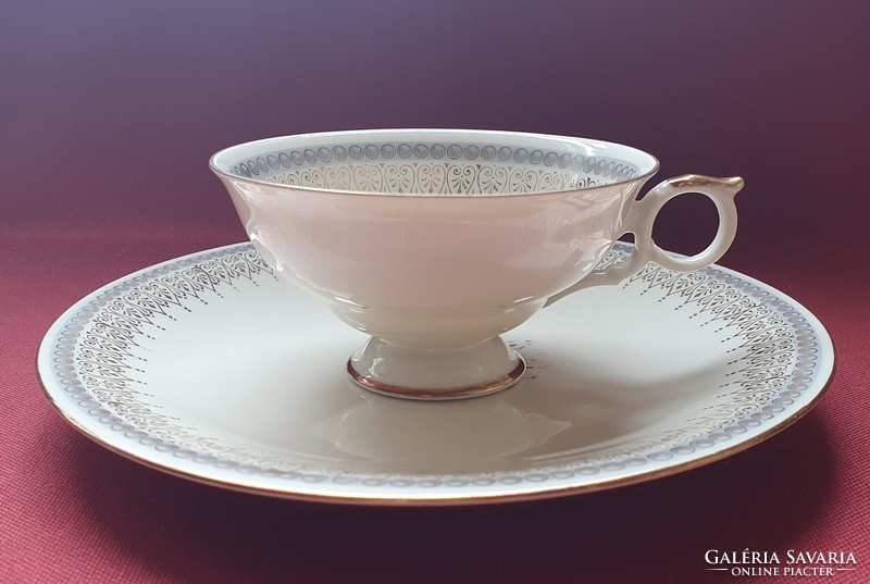 Elfenbein Bavaria német porcelán kávés teás reggeliző szett csésze kistányér tányér