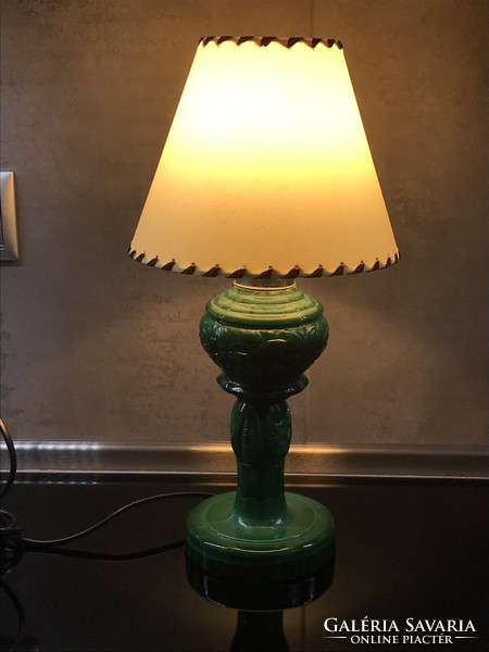 Malachite glass table lamp, schlevogt design, 40 cm high