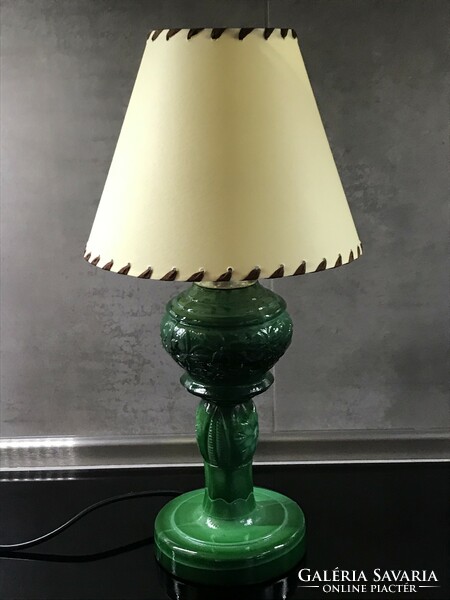Malachitüveg asztali lámpa, Schlevogt dizájn, 40 cm magas