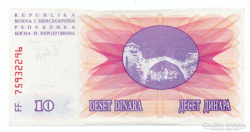 10   Dinár     1992    Bosznia Hercegovina