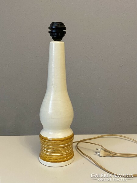 Bod éva retro ceramic white lamp base with yellow applique decoration 46 cm