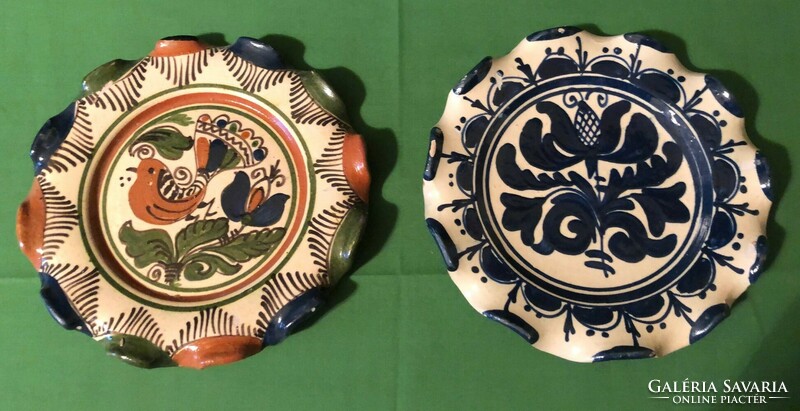 Folk glazed ceramic decorative plates
