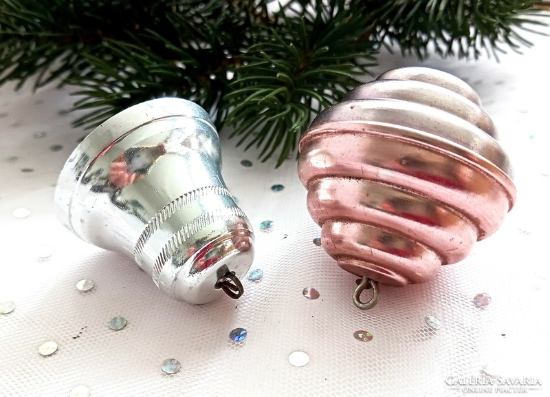 Retro metal Christmas tree decoration bell and snail 2 together 4-4.5cm